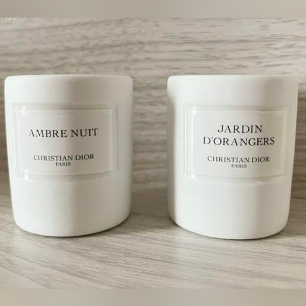 NIB Dior Set of 2 LCP Mini Scented Candles - Jardin D'Orangers & Ambre Nuit